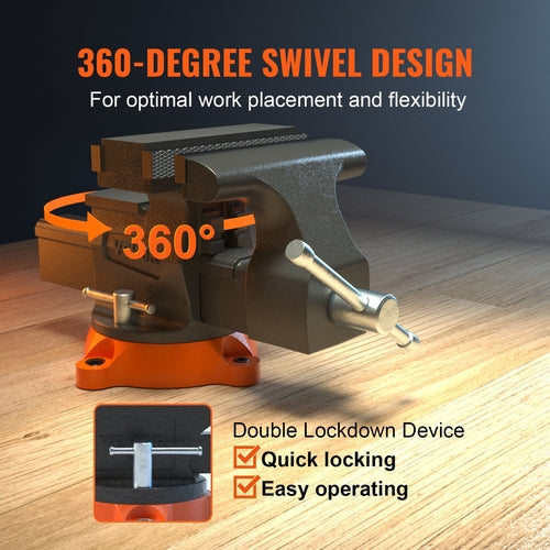 Bench Vise, 16.5 cm Jaw Width 16.5 cm Forward & 23.6 cm Reverse